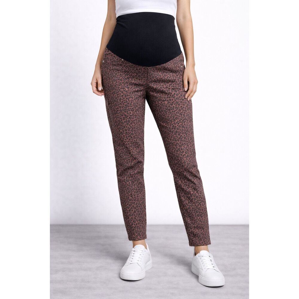 Savi Parker Full Panel Maternity Jeans Brown Black Animal Print 28